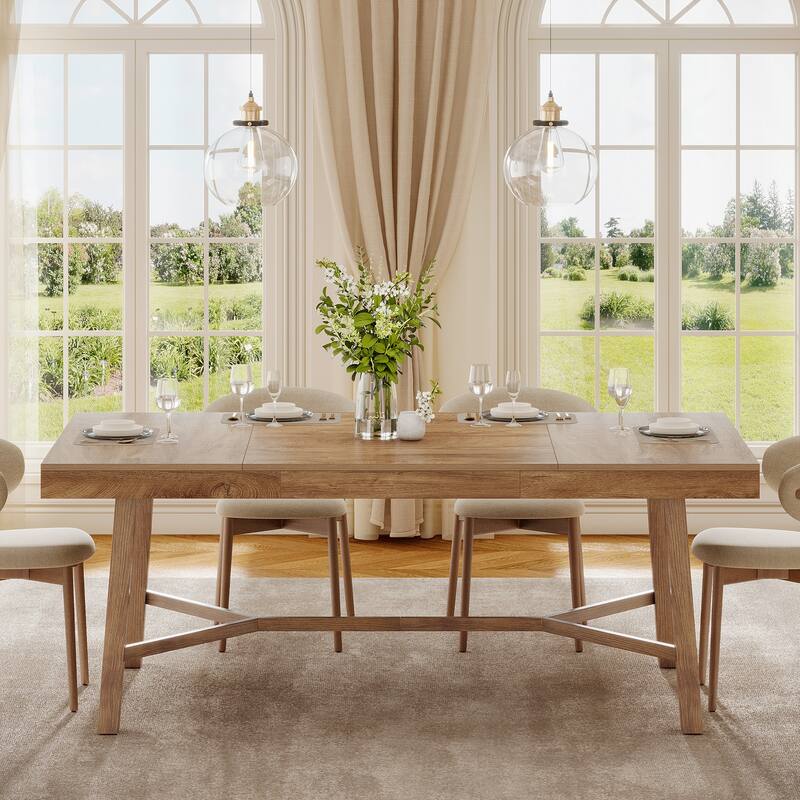 Large Rectangle Kitchen Table with Reinforced Legs - Brown