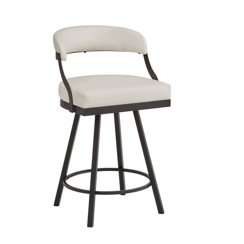 Bacalar Black Finish Metal Round Counter Height Table with Vegan Leather Swivel Chair Set by iNSPIRE Q Modern