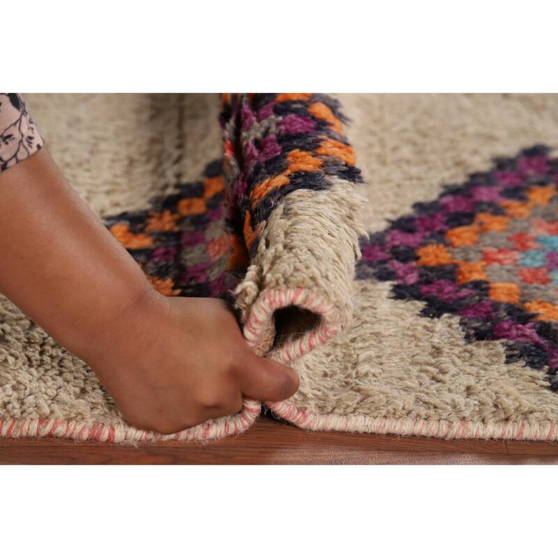 Geometric Plush Moroccan Oriental Accent Rug Handmade Wool Carpet - 3'0" x 5'4"