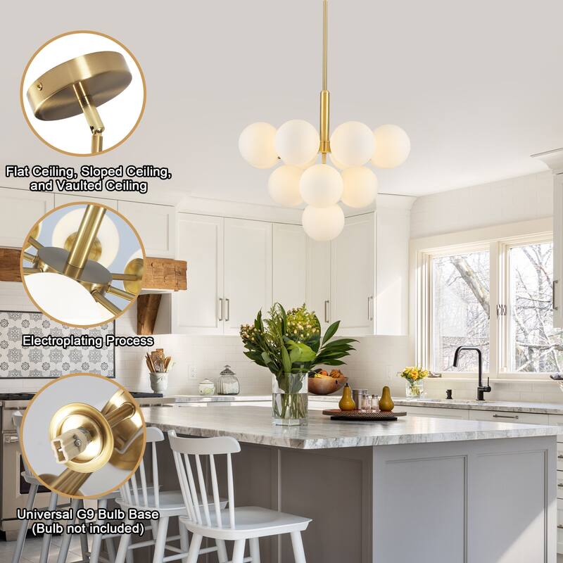 13 - Light Dimmable Tiered Modern Globe Glass Chandelier Empire Sputnik Island Pendant Lights