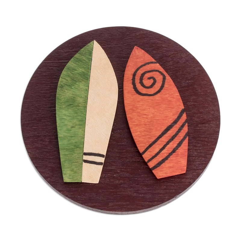 Novica Handmade Surfs Up Wood Magnet