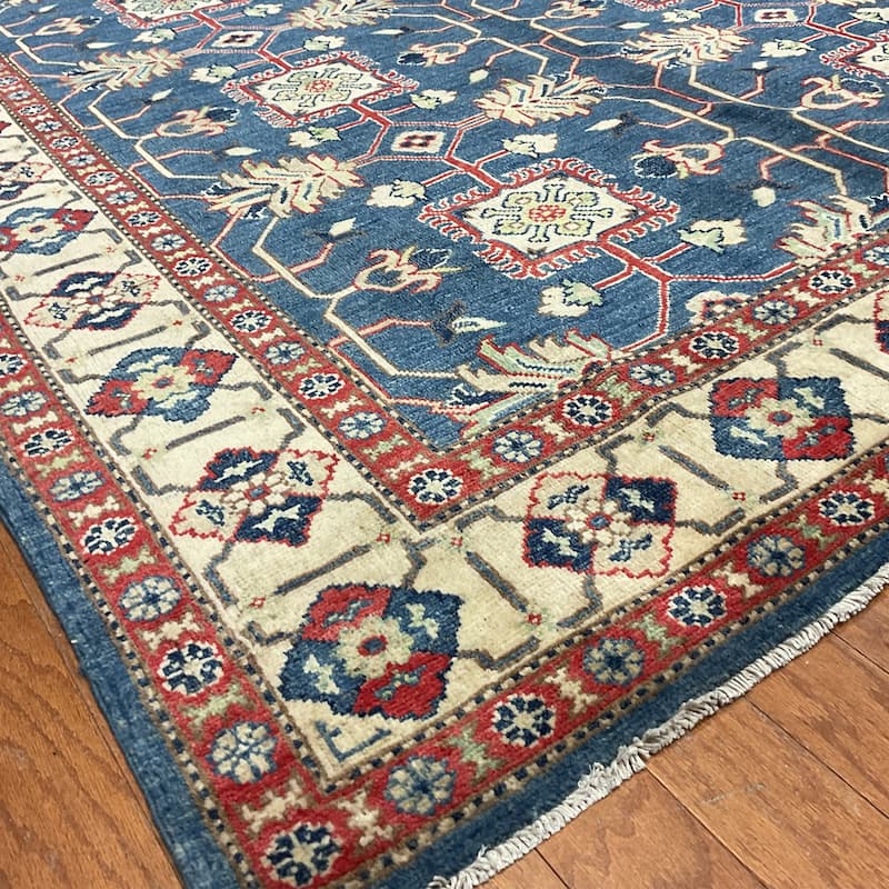 HERAT ORIENTAL Handmade Kazak Vegetable Dye Wool Rug - 5'11" x 8'