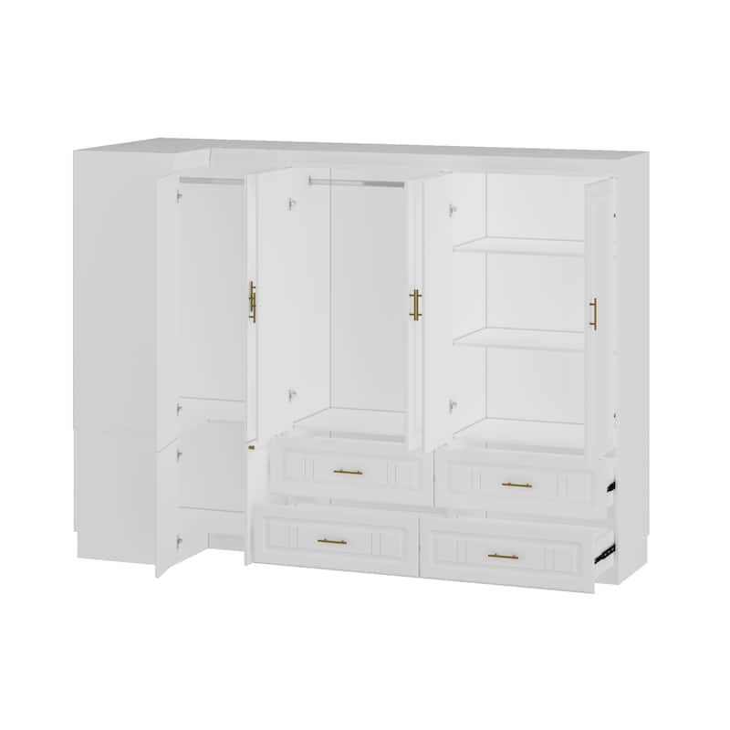93.9"H/74.2"H Armoires Wardrobe Closet Cabinet Hanging Drawers Storage