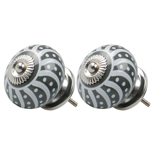 2pcs Ceramic Knobs Vintage Knob Drawers Round Pull Handle Furniture Cupboard Wardrobe Dresser Door Decorative, Gray
