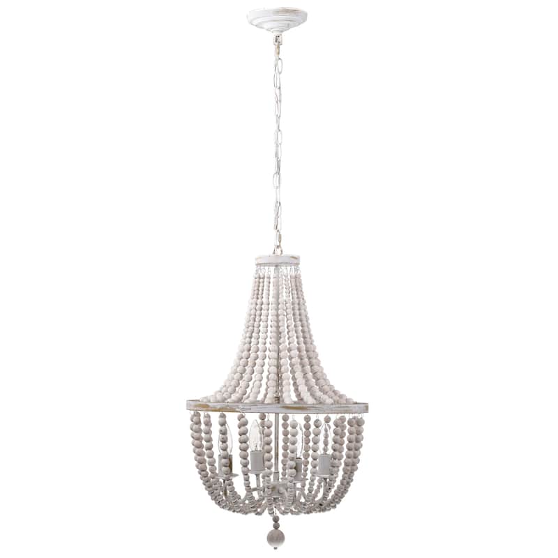 Samsa 16 Inch Bohemian Style Antique White Pendant Chandelier 4-Light