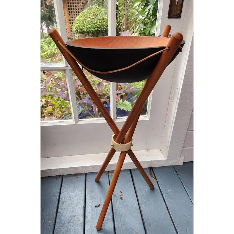 Handmade Ebonized Solid 17 inch Cherry Bowl with stand - 2 Piece