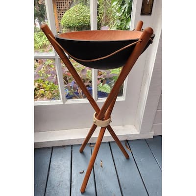 Handmade Ebonized Solid 17 inch Cherry Bowl with stand