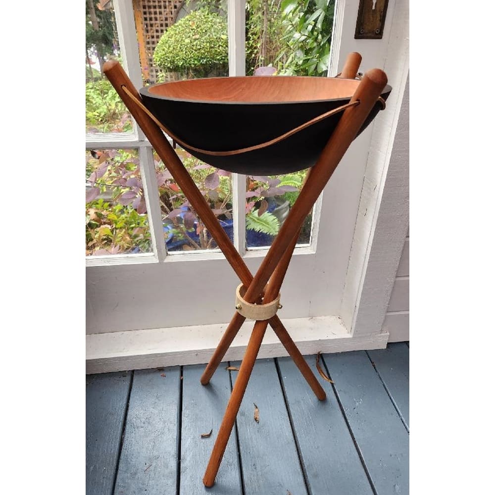 Handmade Ebonized Solid 17 inch Cherry Bowl with stand