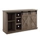 preview thumbnail 4 of 2, Industrial Style TV Stand with 2 Sliding Barn Doors, 3 Open Compartments, TVs up to 60", Oak Finish