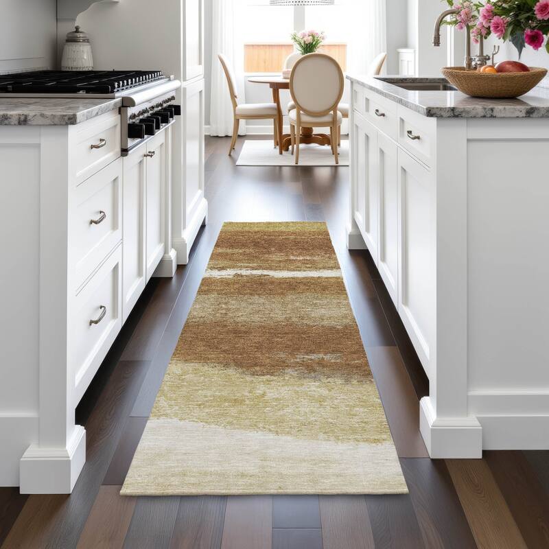 Machine Washable Indoor/Outdoor Watercolor Ombre Chantille Rug
