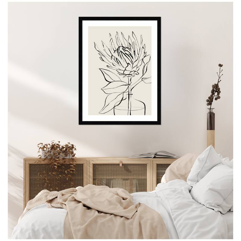 Kate and Laurel SB Protea Sketch No. 1 by Sara Berrenson Framed Wall Art Print