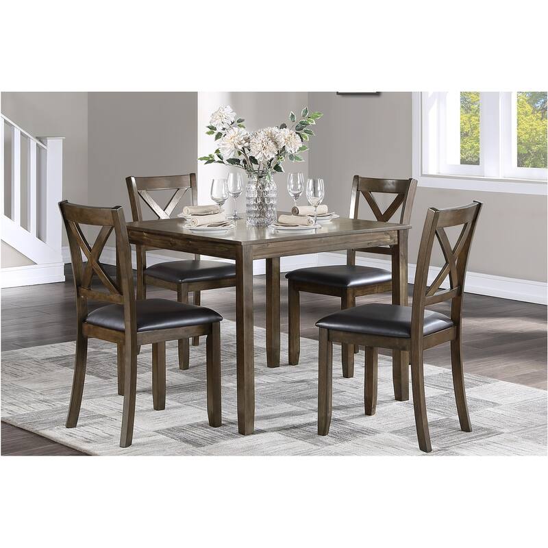 Jonas Brown Faux Leather Square Dining Room Set - 5-Piece Sets