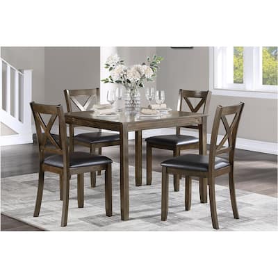 Jonas Brown Faux Leather Square Dining Room Set
