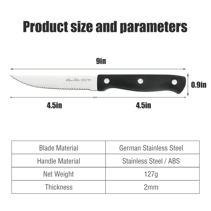 Steak Knives Set Of 6, Full Tang German Stainless Steel Steak Knives