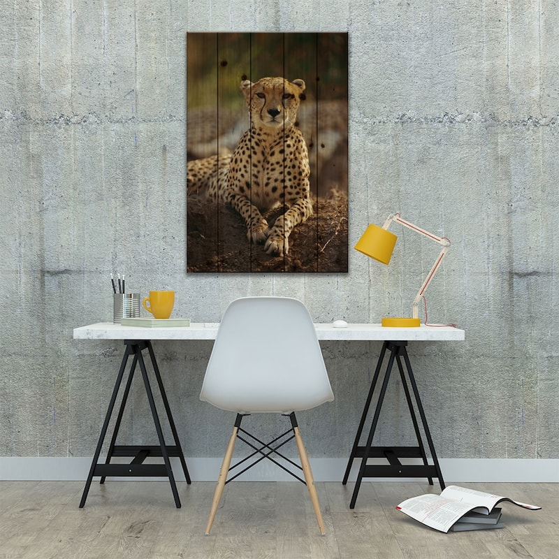Cheetah, Masai Mara, Kenya Print On Wood by Gerry Ellis - Multi-Color
