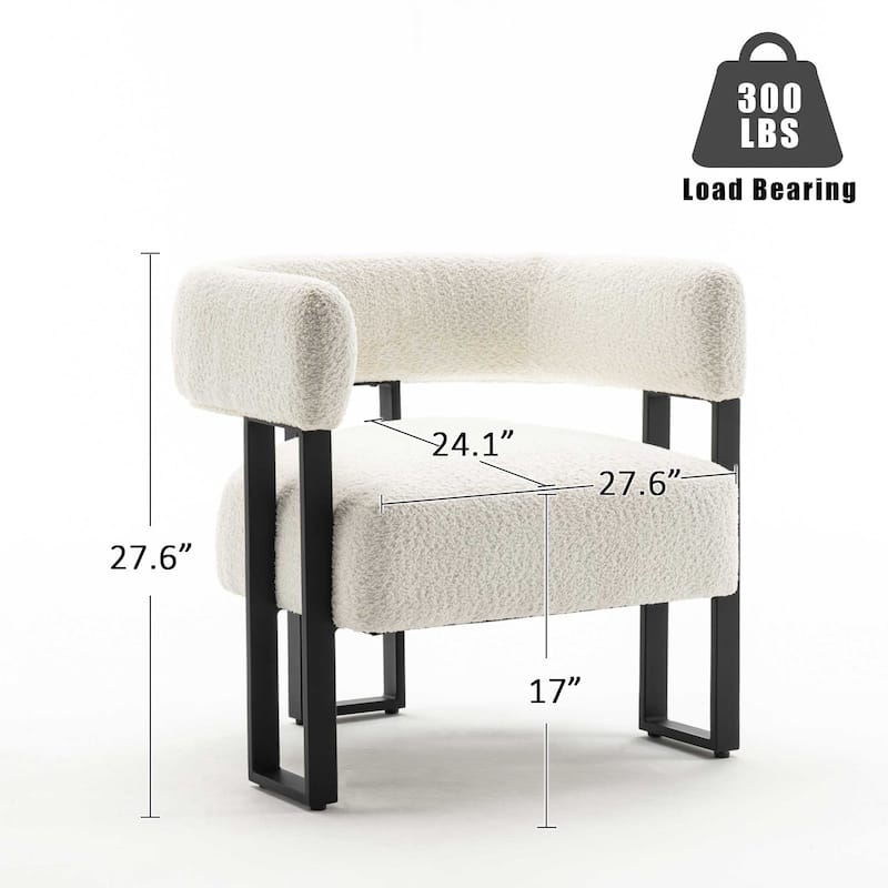 Upholstered Teddy Velvet Accent Chair, Modern Boucle Armchair