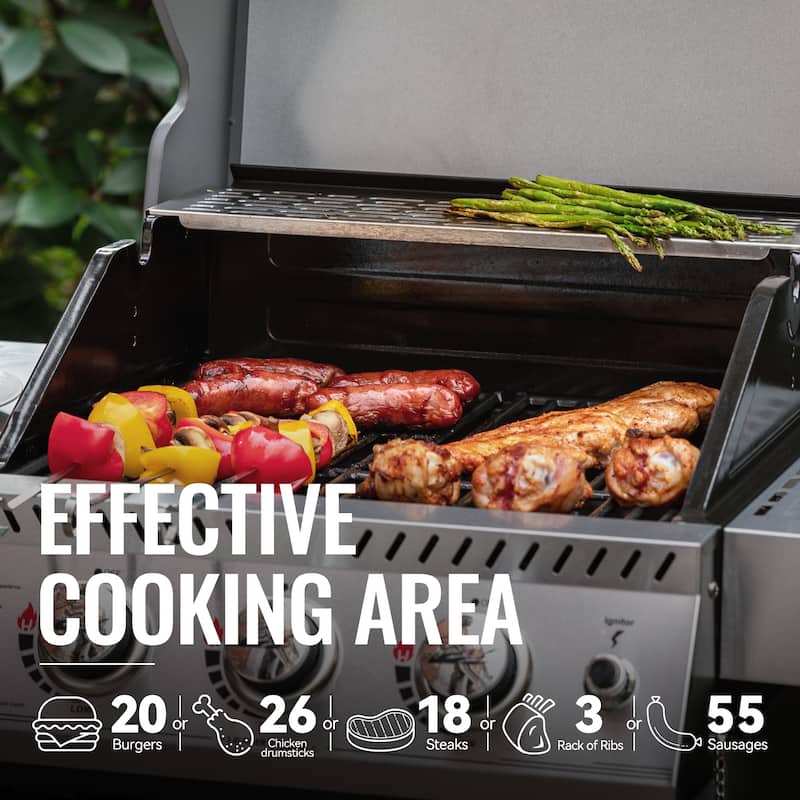 Royal Gourmet Stainless Steel 3-Burner Gas Grill with Side Tables