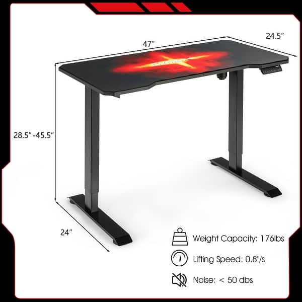 Gymax Electric Standing Gaming Desk Sit to Stand Height Adjustable