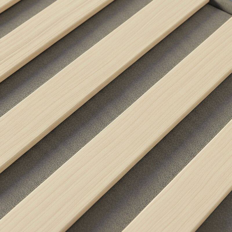 Solid Wood Full Bed Frame Platform Bedframe with Rattan Headboard