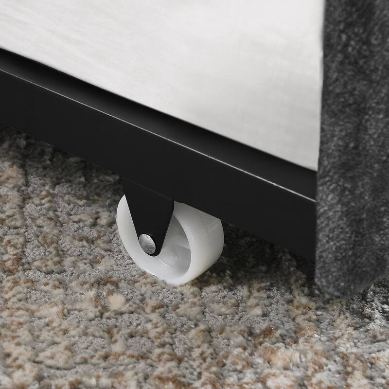 Roomfitters Twin/Full Upholstered Daybed with Twin Trundle, Tufted Backrest and Nailhead Trim, Elegant Waved Arms