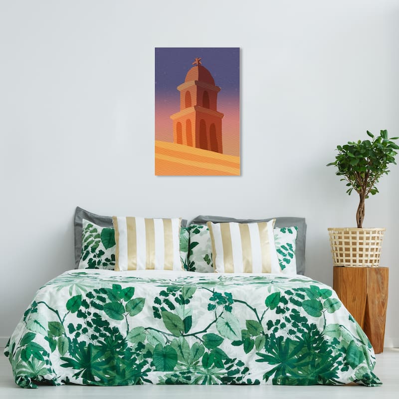 Wynwood Studio Canvas Architecture and Buildings Tower At Sundown Purple Bohemian & Eclectic Wall Art Canvas Print - 36 x 24