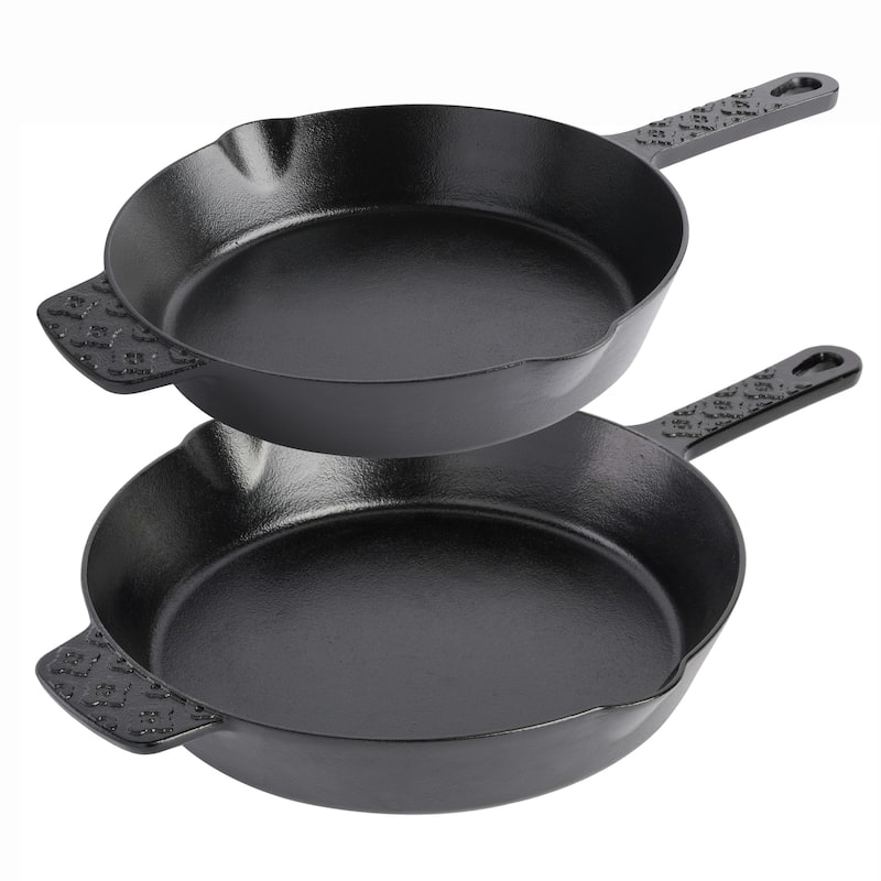 Spice by Tia Mowry Savory Saffron Pre-Seasoned Cast Iron Skillet Set - Black