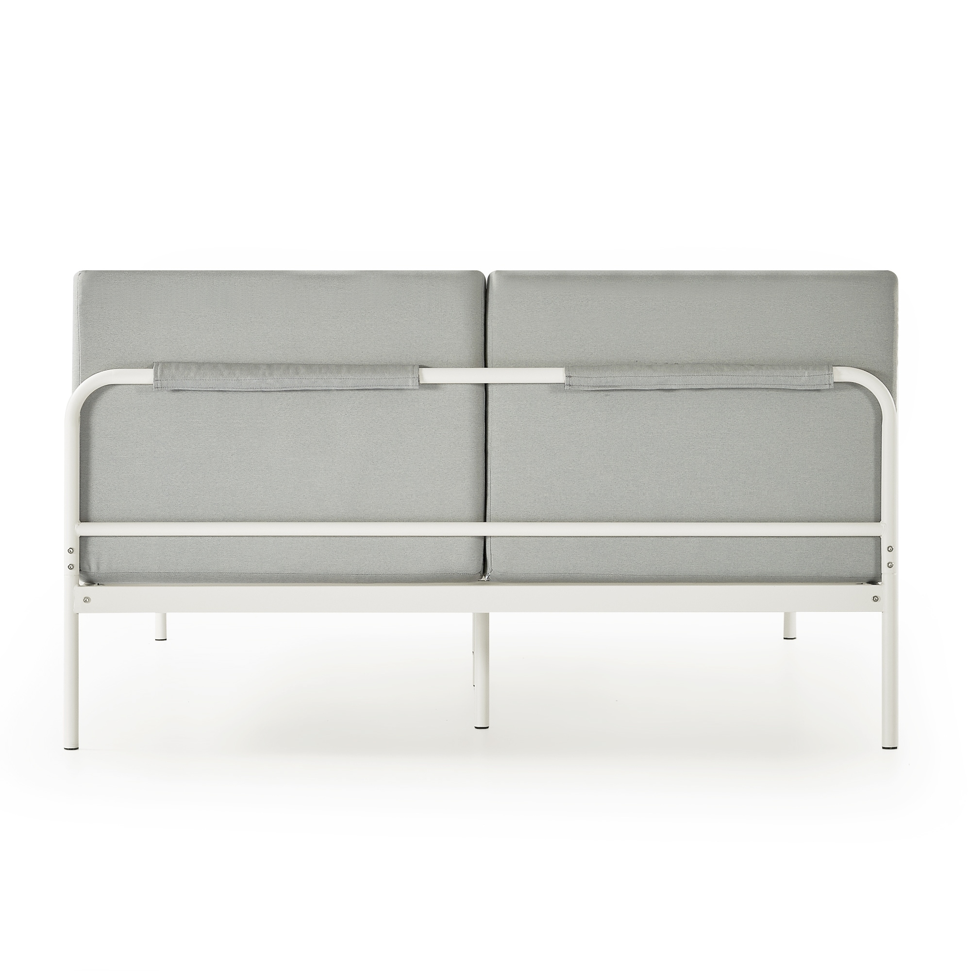 Maggie Metal Platform Bed With Upholstered Cushion Headboard Steel Slats Easy Assembly In Sky Grey On Sale Overstock 31950382