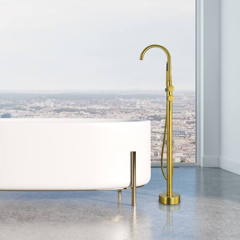 Altair Assens Double Lever Handle Freestanding Floor Mounted Tub Filler with Handshower