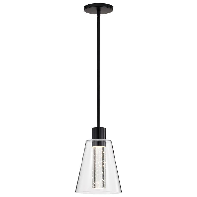 Aura 7 Inch LED Pendant Matte Black K9 Bubble Crystal 3000K CCT - Matte Black
