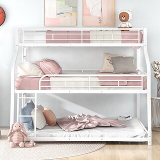 Twin XL/Full XL/Queen Triple Metal Bunk Bed with Two-Size Ladder,Modern Style