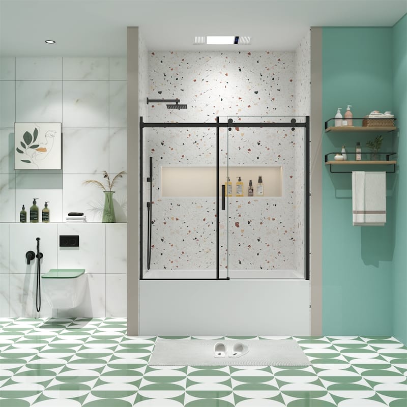 Bathtub Sliding Shower Door with 5/16" Tempered Glass