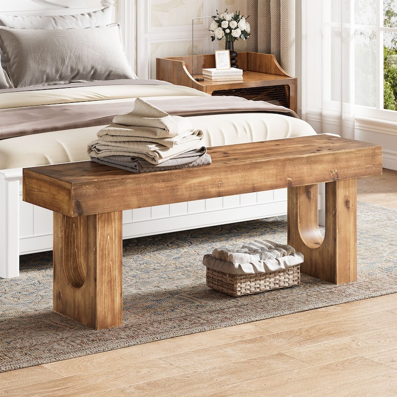 47" Long Solid Wood Shoe Bench