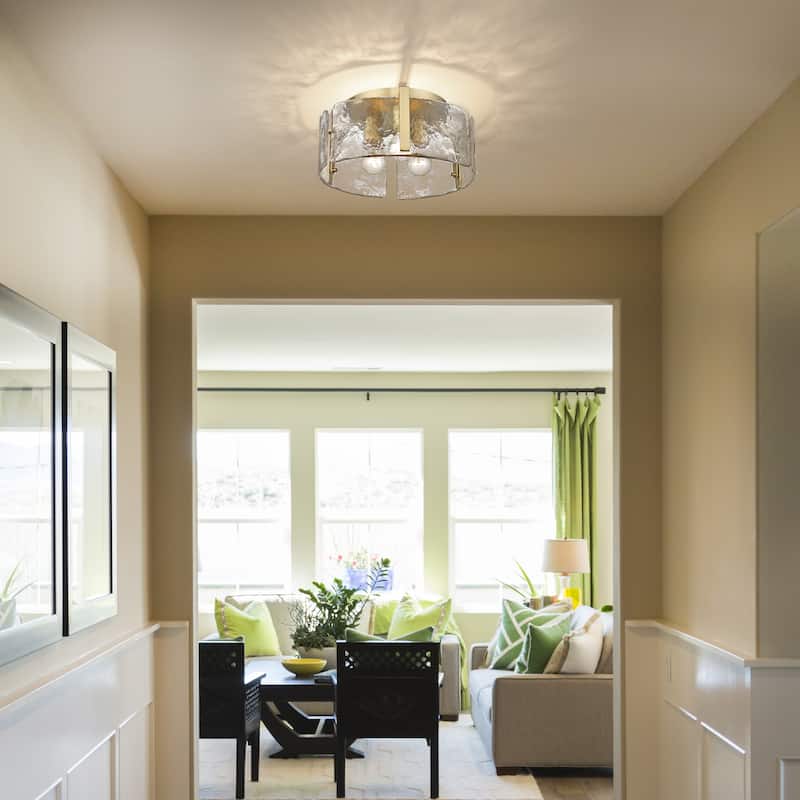 Golden Lighting Aenon 3-light Flush Mount in Brushed Champagne Brass