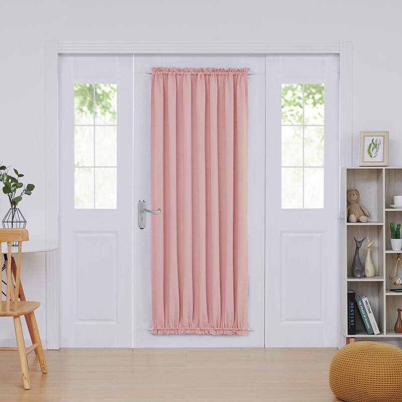 Deconovo French Door Curtain with Rod Pocket and Tieback 1 Panel - W54 x L72 - Coral Pink