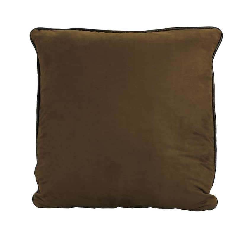 Paseo Road by HiEnd Accents Brown Faux Leather Euro Throw Pillow, 27" x 27"