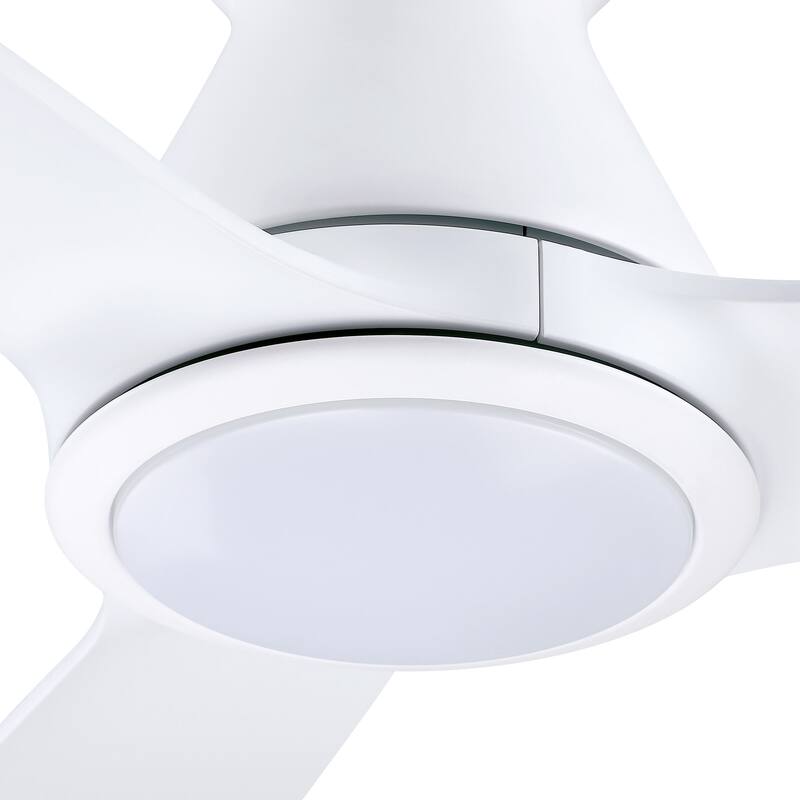 52-in White Modern Timer Hugger Flush Mount LED Ceiling Fan with 6-speed DC Motor and Remote