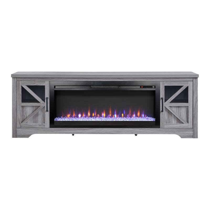 75" Fireplace TV Stand for TVs up to 80",with 44" Electric Fireplace