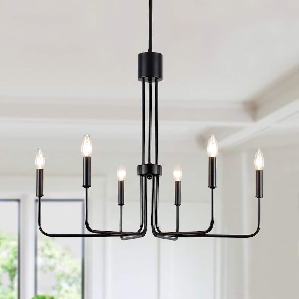 6-Light Candle Style Modern Chandelier for Dining Room