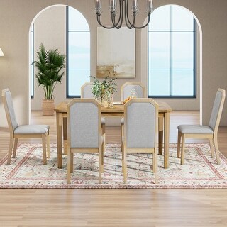 Farmhouse 7-Piece Dining Set with Rustic Dining Table and Upholstered ...