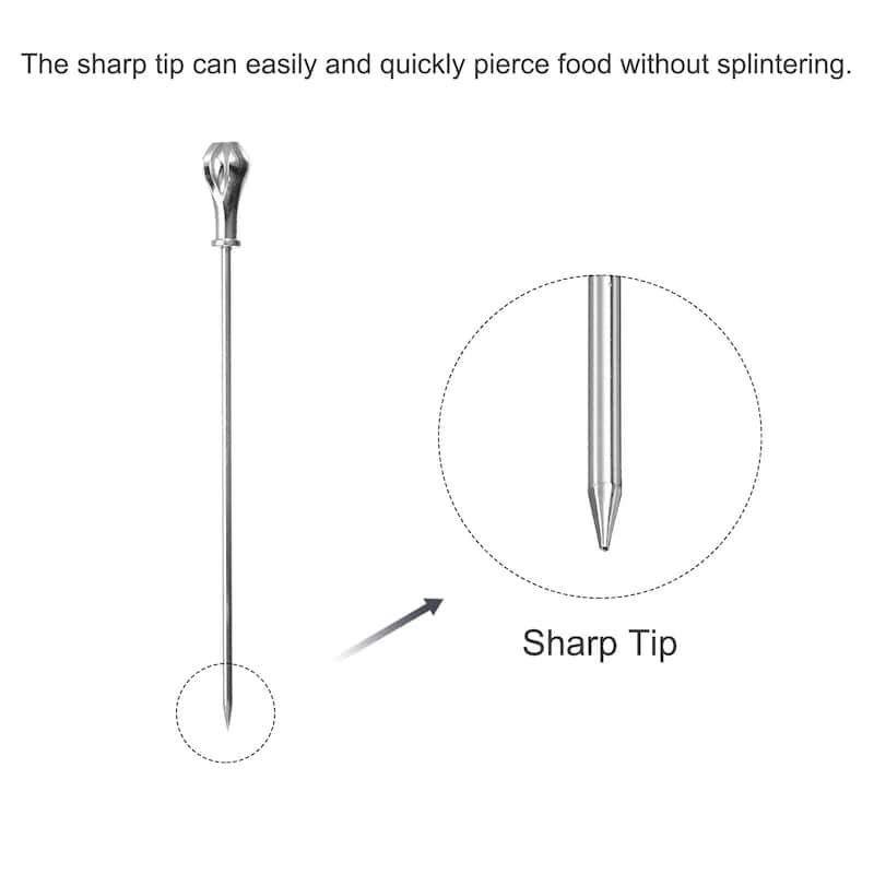 Metal Cocktail Toothpicks Teardrop Drink Picks Cocktail Skewers 5Pcs (Silver) - 4.41"