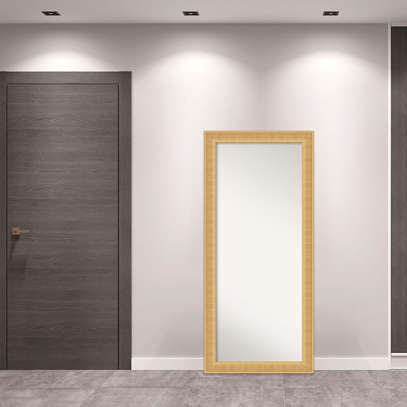 Trellis Non-Beveled Wood Framed Full-Length Floor Leaner Mirror - Trellis Gold - Glass Size 24x60