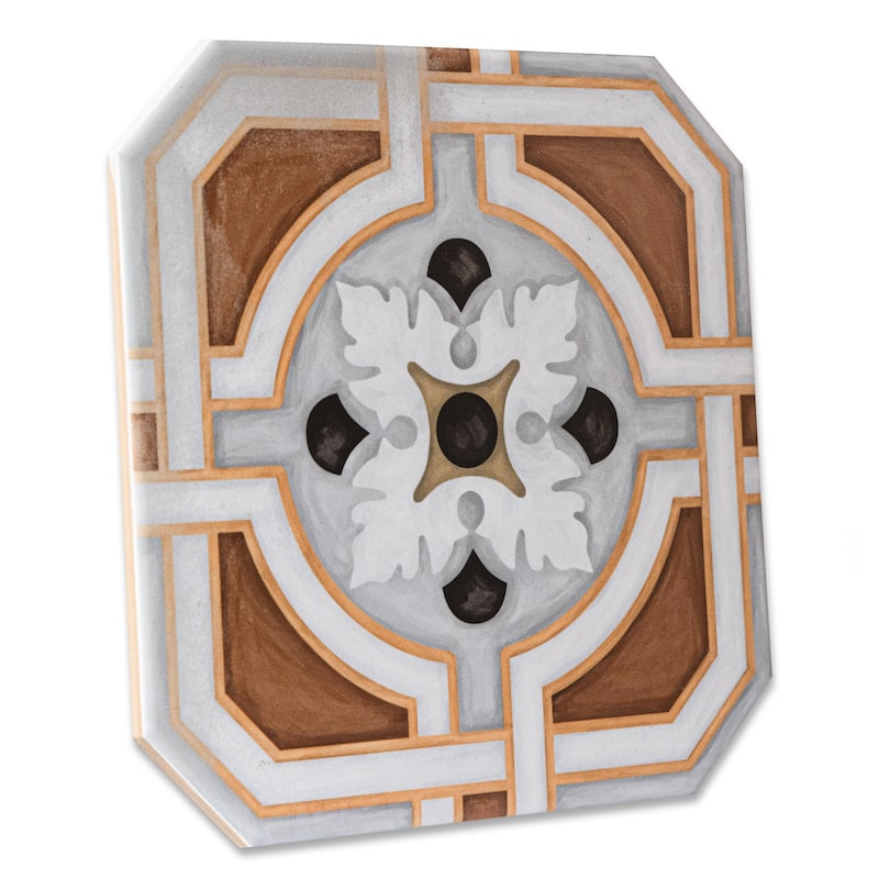 Merola Tile Vaudeville Octagon Deco Zimmer with Taco Lima 7-7/8" x 7-7/8" Porcelain Floor and Wall Tile