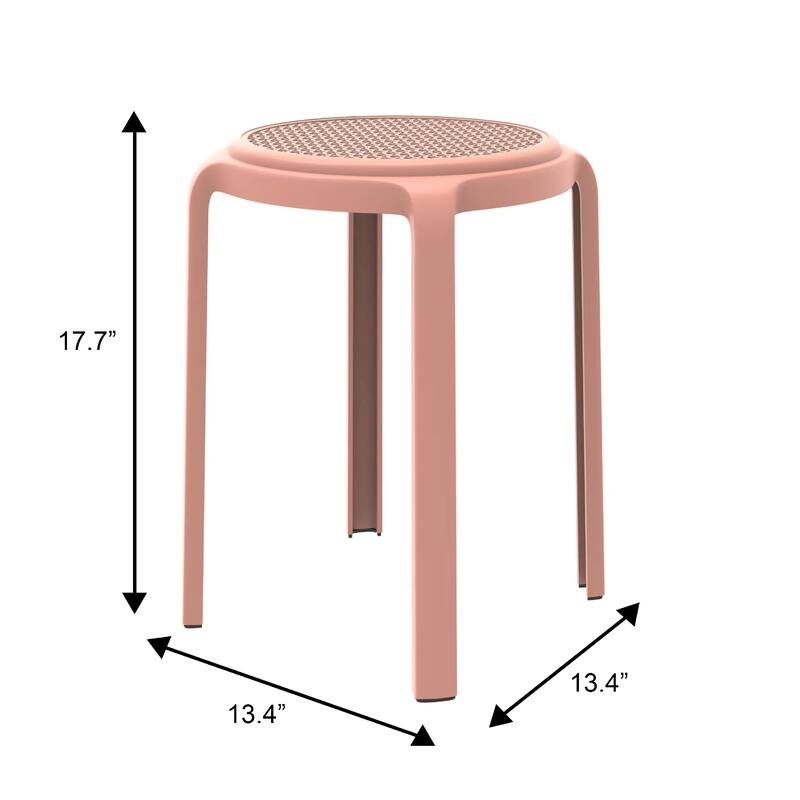 Tresse All-Weather Round Stackable Dining Stool with Wicker-Style Seat for Indoor, Outdoor, Patio, and Kitchen Set of 2