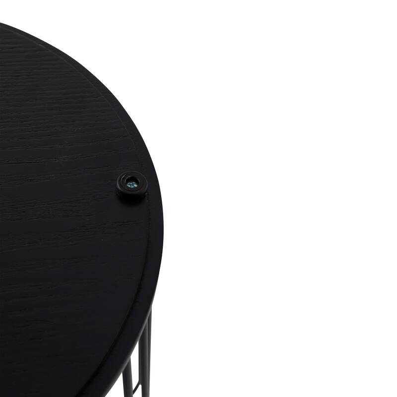 Runswick 16-inch Round Storage End Table – Mid-Century Modern Side Table with Removable Wood Top and Wire Drum Base - 16"