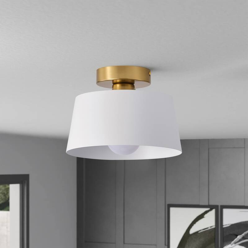 Farmhouse Semi Flush Mount Ceiling Light Fixture for Porch Hallway Passway - White