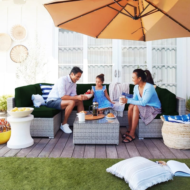 14pcs Outdoor Couch Cushions,4" Waterproof Sectional Rattan Conversation Set Cushions(Only Cushions+Covers,No Sofa) - 14PCS
