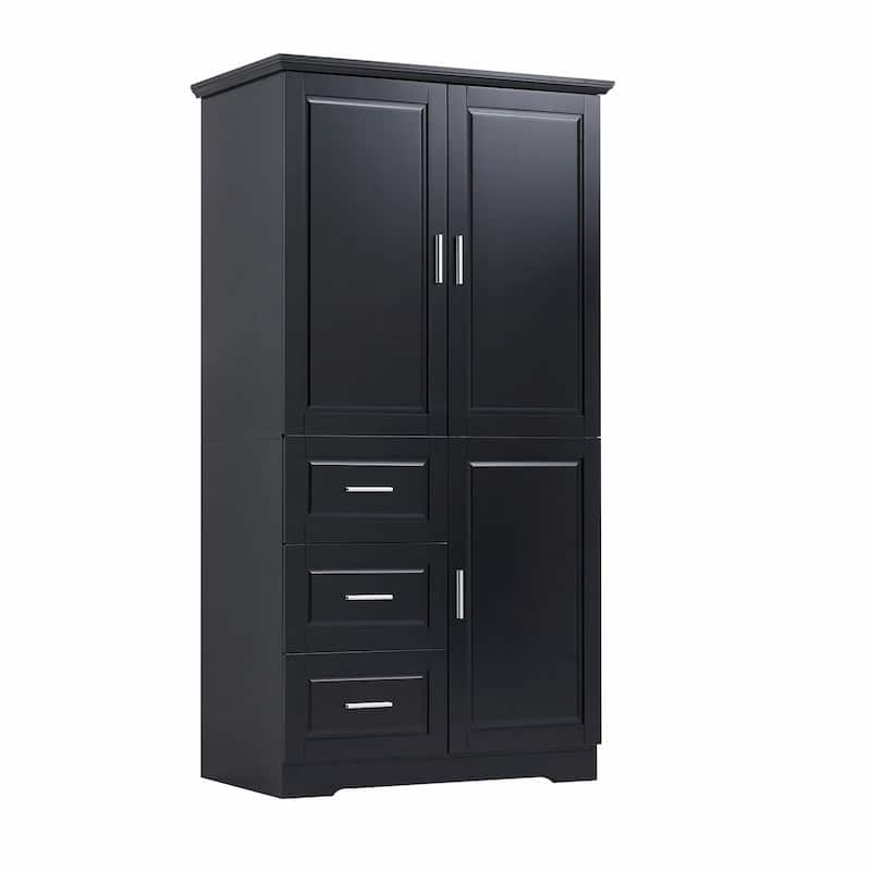 Tall and Wide Storage Cabinet with Doors and Three Drawers