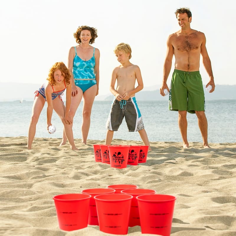 ROPODA Giant Yard Pong, Yard Games with Durable Buckets and Balls, Red