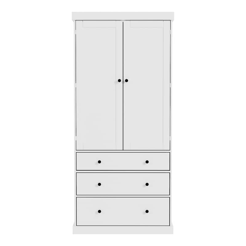 Freestanding Tall Cupboard Storage Cabinet w/ 8 Door Shelves, 3 Drawer