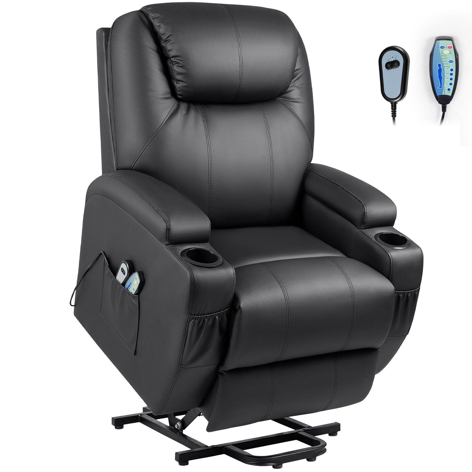 Leather lift recliner with shop heat and massage